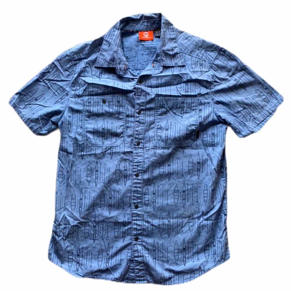 Merrell Men’s Button Down Kayak Canoe Print Shirt